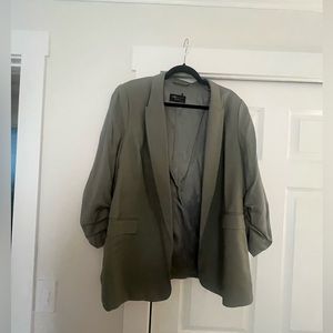 M&S British brand sage blazer with scrunch detail on sleeve